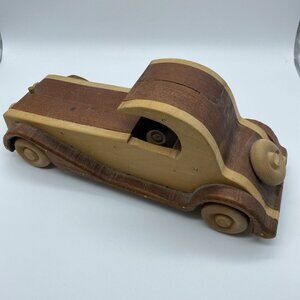 Wooden Antique Car Style Roaring 20's Decor Figurine 10.5 Long 3.75 Wide 4" Tall